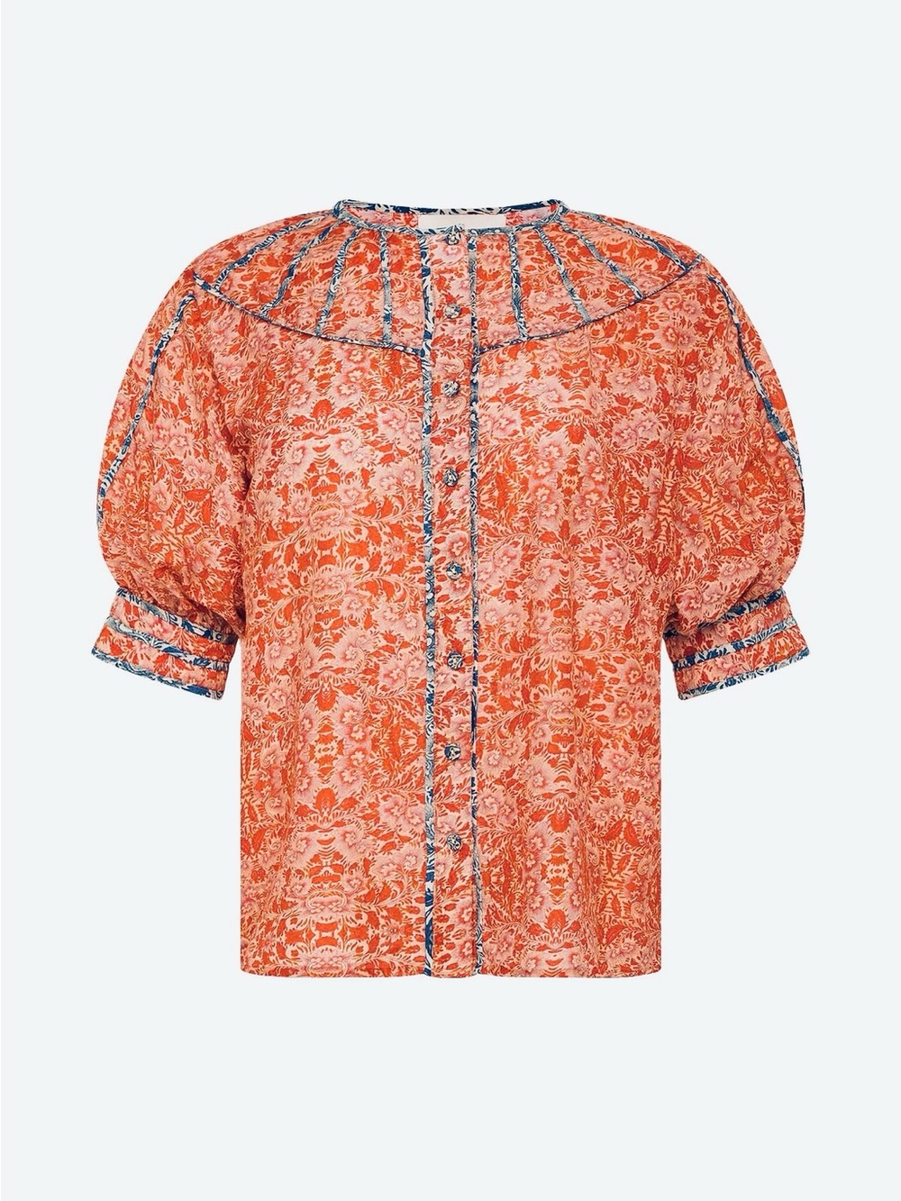 Carolina K. Cotton/Silk Boho Button Down Blouse. Size Small.